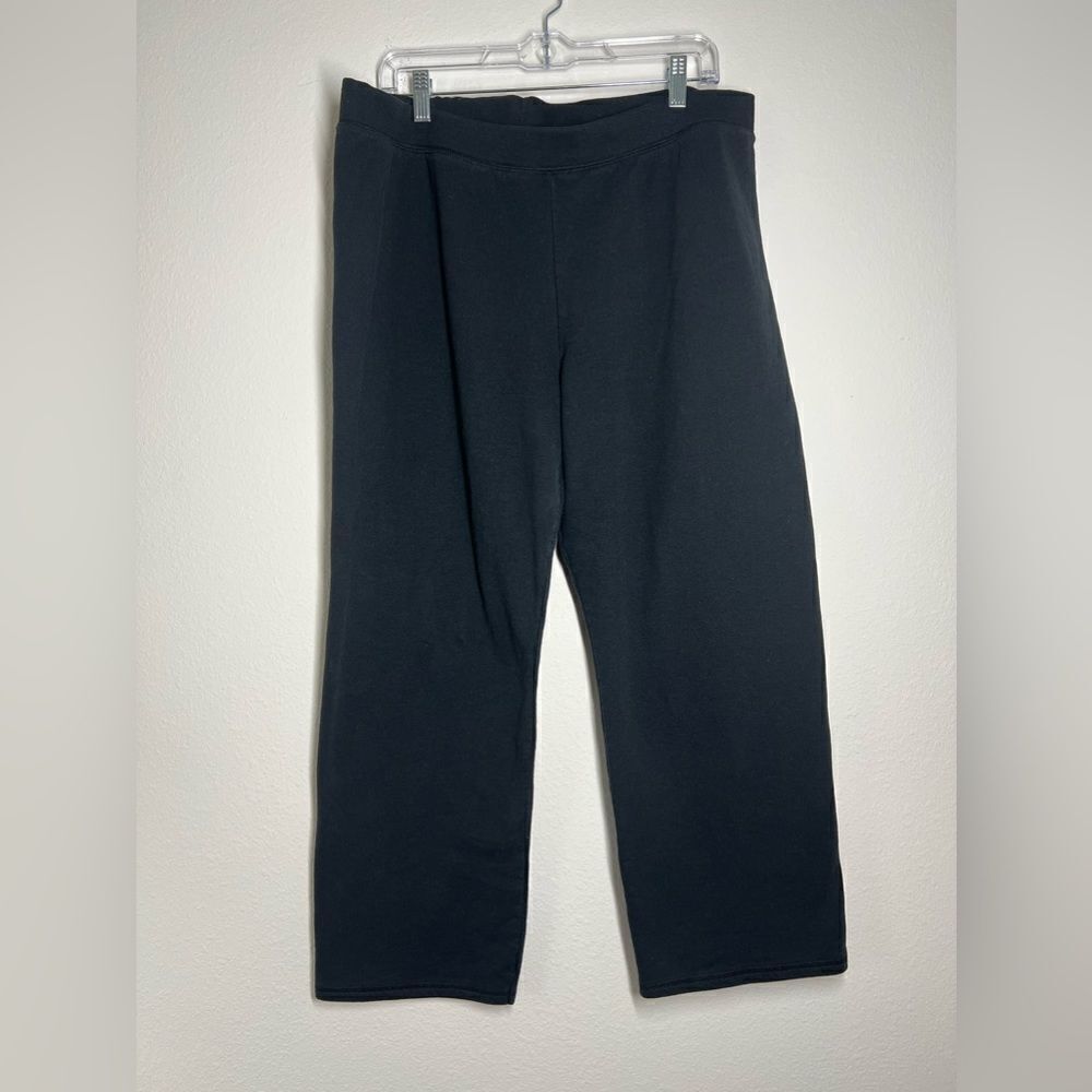 Hanes Women's Black Wide Leg Sweatpants Straight Size XL 40% Cotton